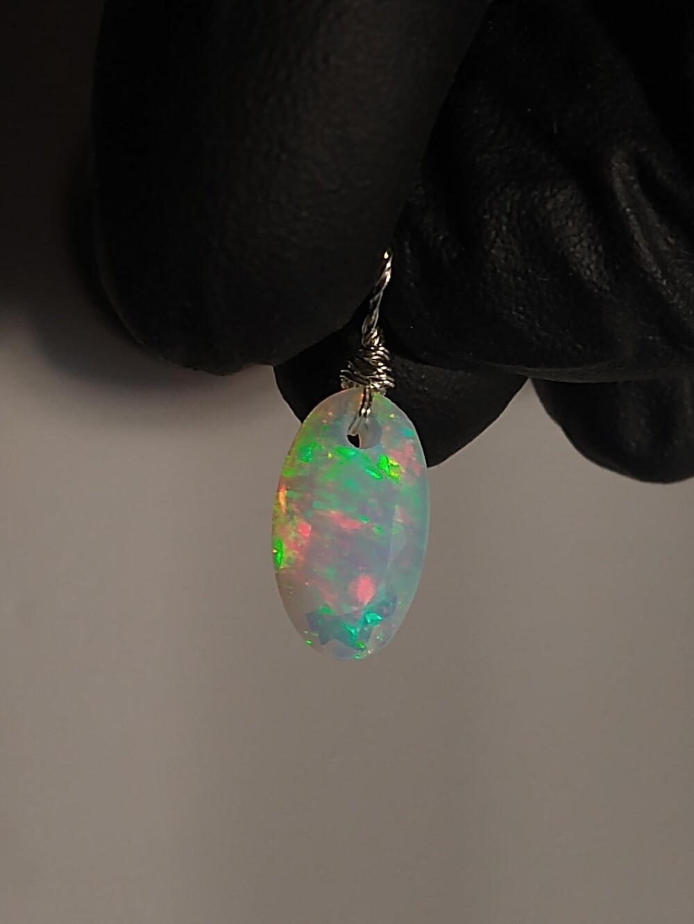 Top Natural Faceted Opal Gemstone Sterling Silver Pendant